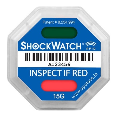 Shockwatch SpotSee ShockWatch  RFID Impact Indicators, 15G Range, Blue, 100/Box SWRFID-15G